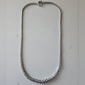 Vintage Italy Sterling Silver Graduated Wheat Braided Rope Necklace 18"